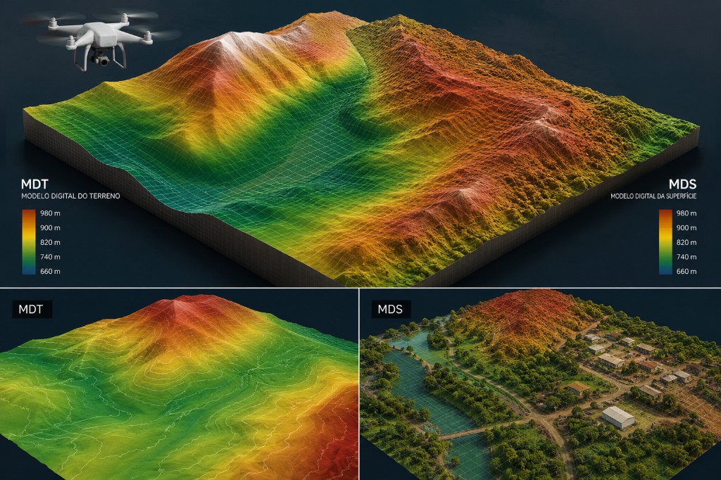 Modelo digital do terreno com variação de elevação