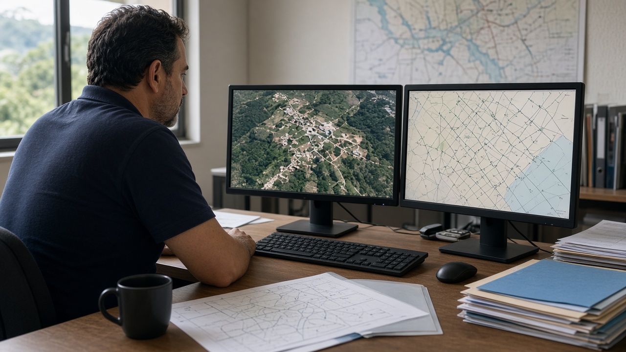 Integração de mapas, plantas e dados cadastrais em uma estação de trabalho
