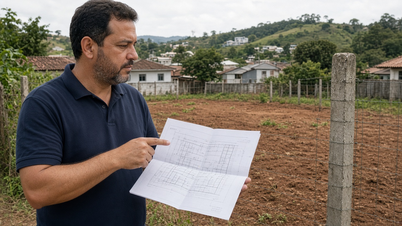 Comparação entre o terreno e a documentação da matrícula em campo