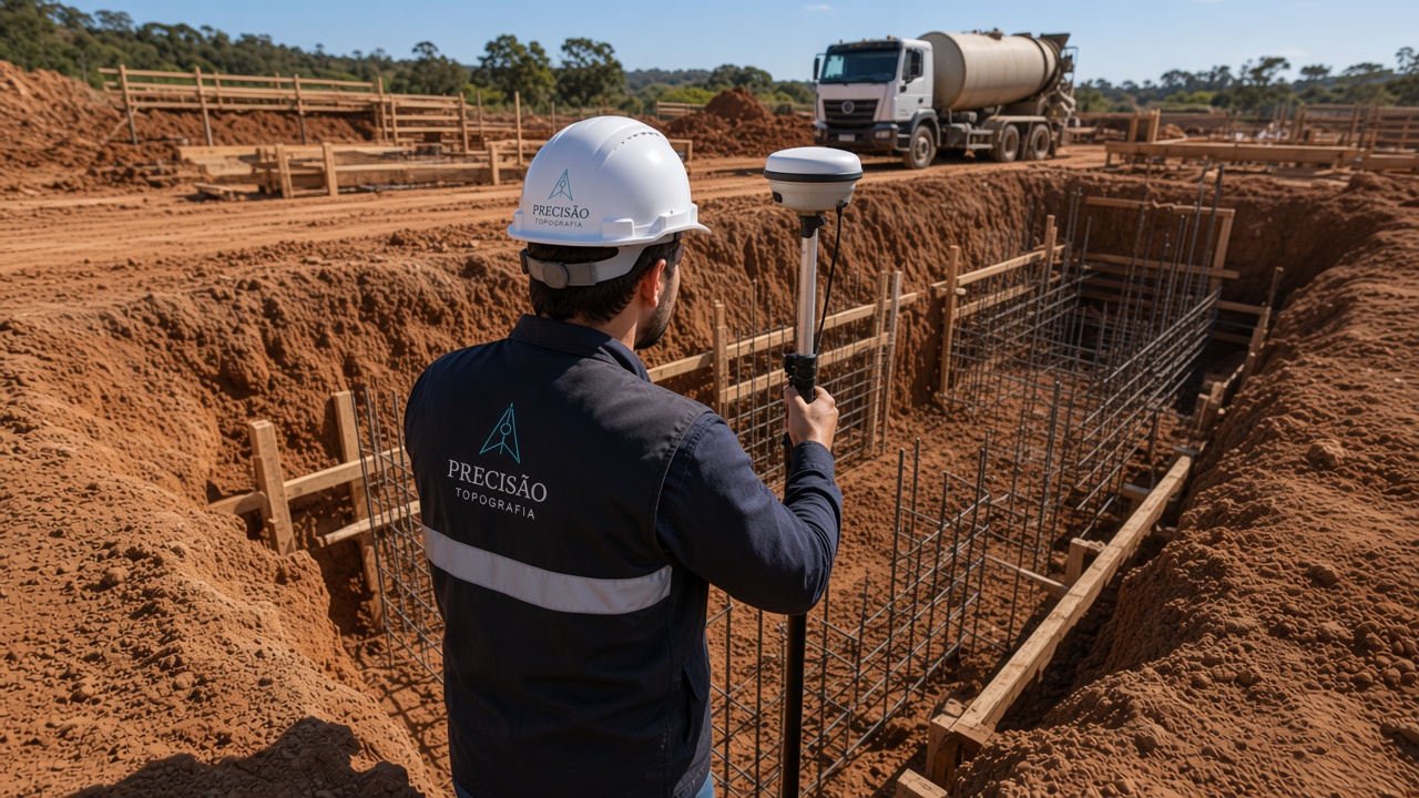 Conferência topográfica no posicionamento de fundações
