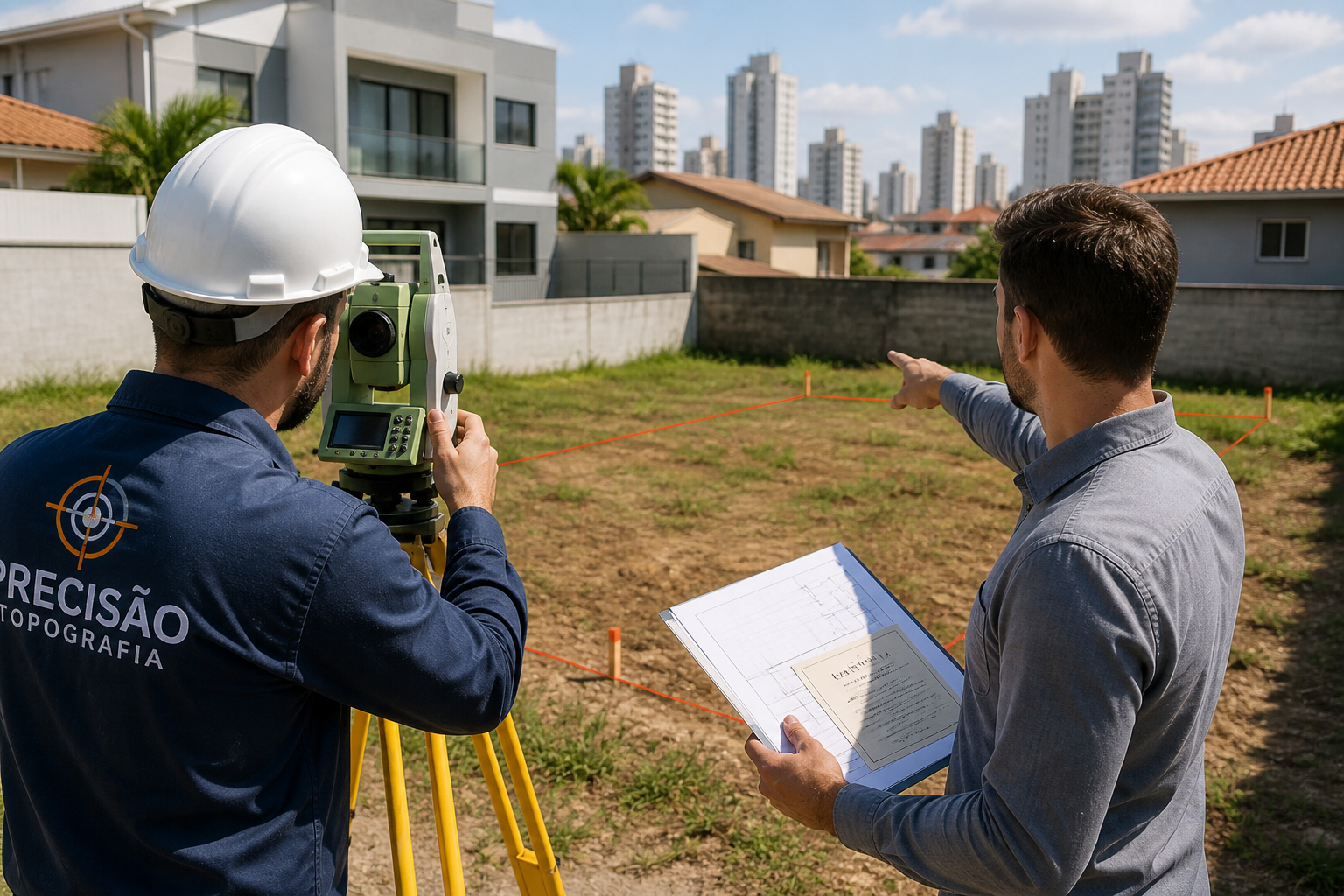 levantamento topográfico para conferir diferenças entre matrícula e área real do imóvel